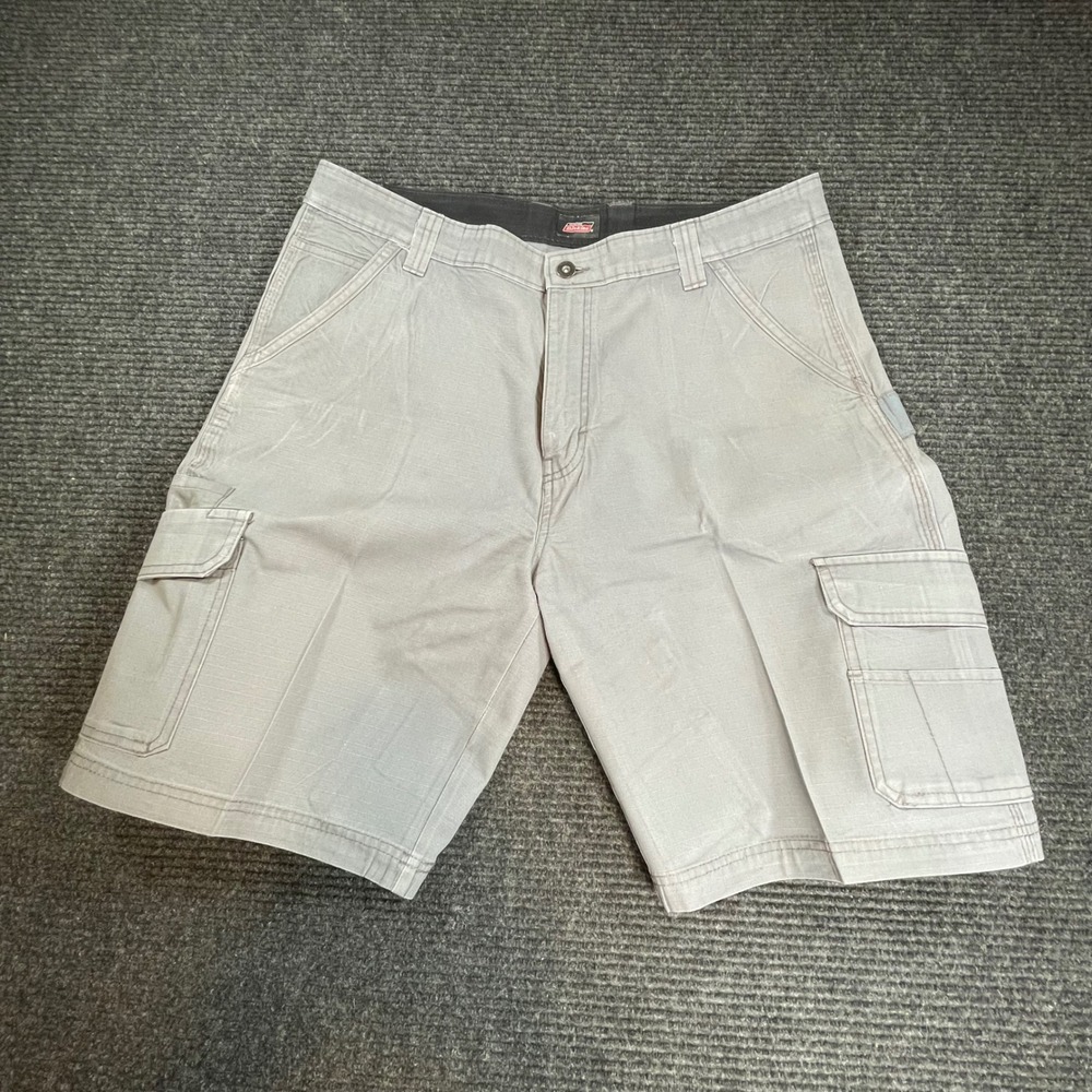 Genuine Dickies Mens Gray Cargo Shorts Ripstop Workwear Size 36 GR40AGA